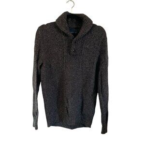 American Eagle mens gray three button collar sweater Warm Pullover size medium